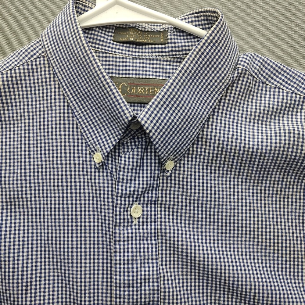 Cc Courtenay Men's Shirt Blue Plaid Casual Button Up Long Sleeve 15 1/2  32-33